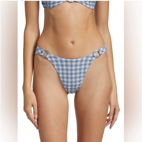 Jonathan Simkhai Womens Plaid Embellished Bikini Bottom NWT Size M - Picture 1 of 16